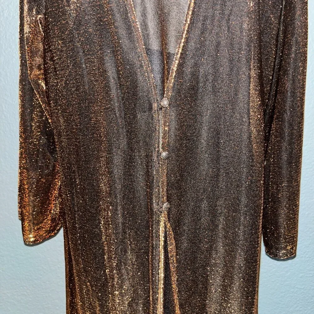 VINTAGE MARILY MONROE by WARNER'S COPPER METALLIC LONG SLIP DRESS SET  NWOT  M/L - Picture 4 of 16